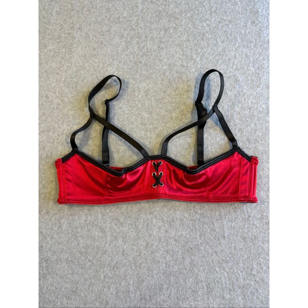 Frederick's of Hollywood half-cup satin balconette bra S